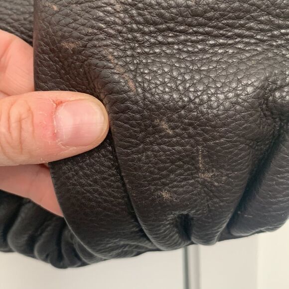 Cole Haan Large Pebbled Leather Hobo Bag – Chocolate Brown Shoulder Tote - Picture 7 of 7